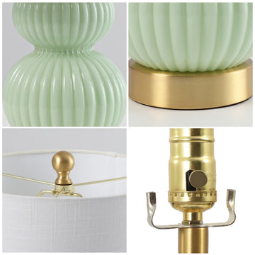 Daphne 20" Ribbed Metal/Glass LED Table Lamp